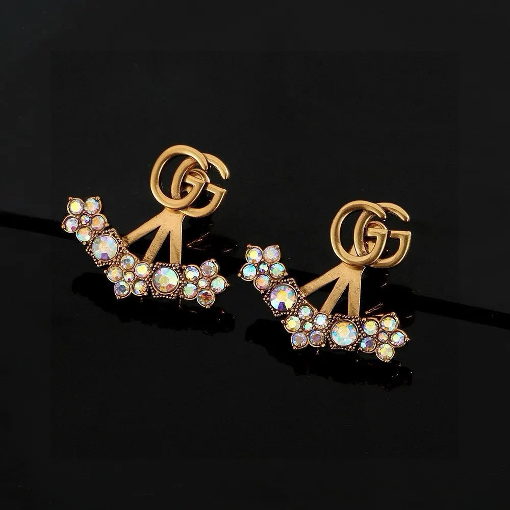 statement Gucci Gold Crystal GG Earrings - Gucci Gold Crystal GG
