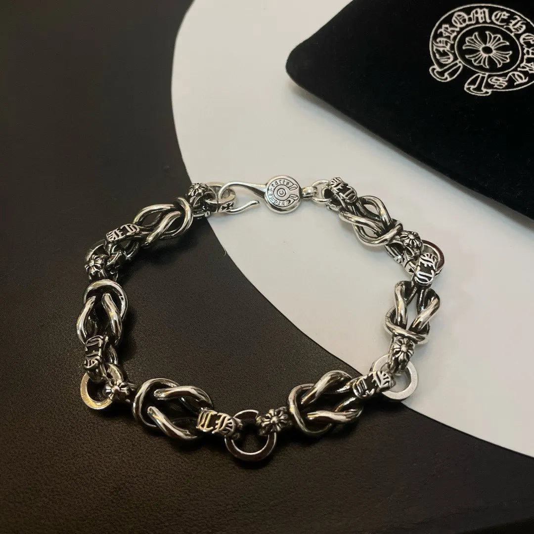 Chrome Hearts Inspired Knot Link Bracelet - Premium Silver