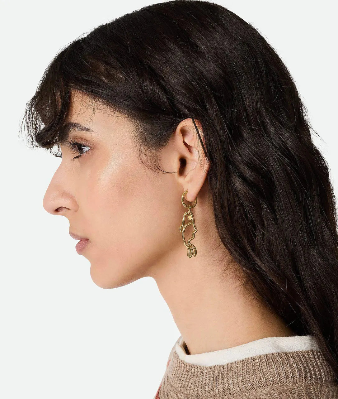 Gold Face Fish Drop Earrings unique - Unique Gold Face Fish Drop