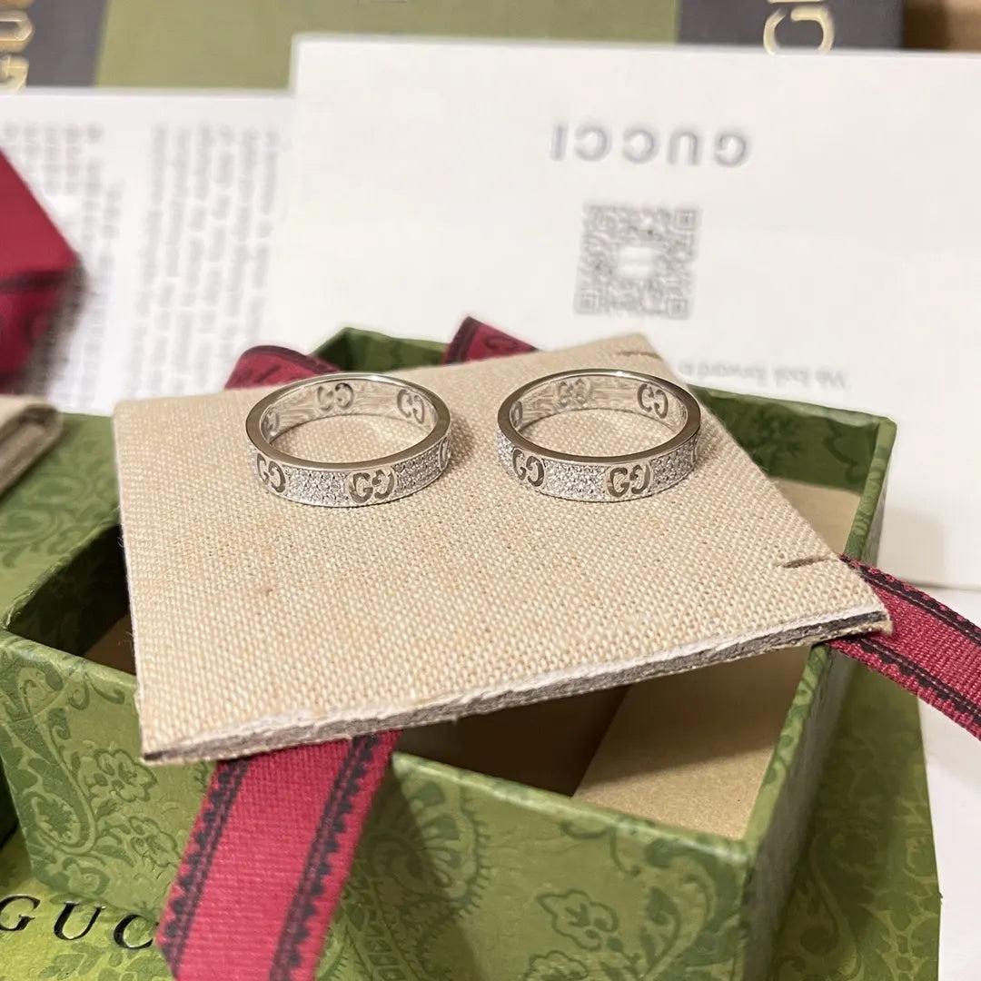 Gucci Silver GG Diamond Ring sparkling - Gucci Silver GG Diamond Ring
