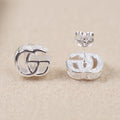 engraved Gucci Silver GG Stud Earrings - Gucci Silver Engraved GG Stud