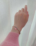 Premium Heart Charm Bead Bracelet - Sterling Silver