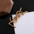 Saint Laurent Gold Brooch iconic - Saint Laurent YSL Gold Textured