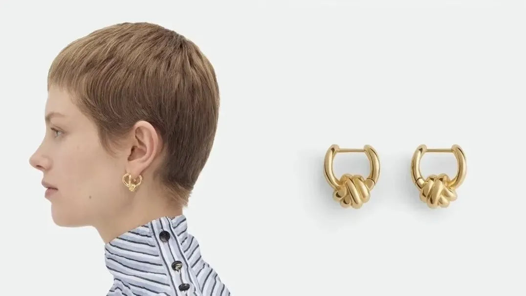 designer style Bottega Veneta Gold Knot Hoop Earrings - Bottega Veneta