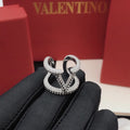 silver tone Valentino Crystal VLogo Ring - Valentino VLogo Crystal
