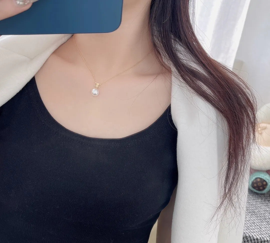 elegant Celine Pearl Pendant Necklace Gold - Celine Pearl Pendant