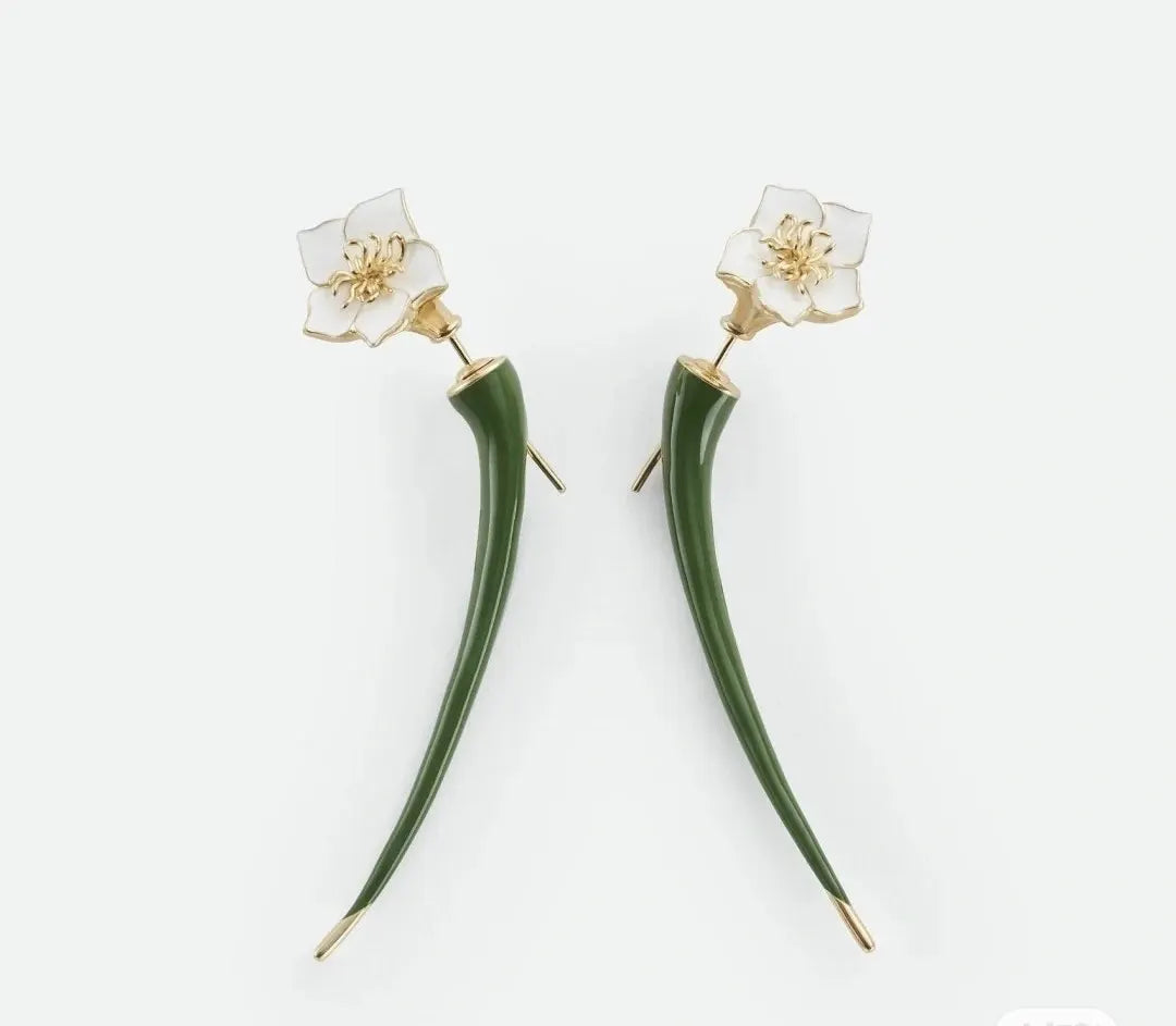 white Bottega Veneta Flower Stem Earrings - Bottega Veneta White