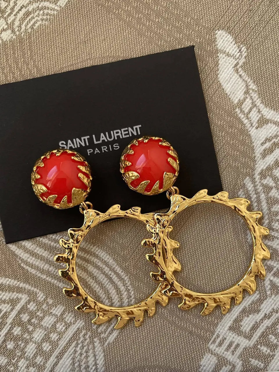 statement designer Saint Laurent Red Gold Earrings - Saint Laurent