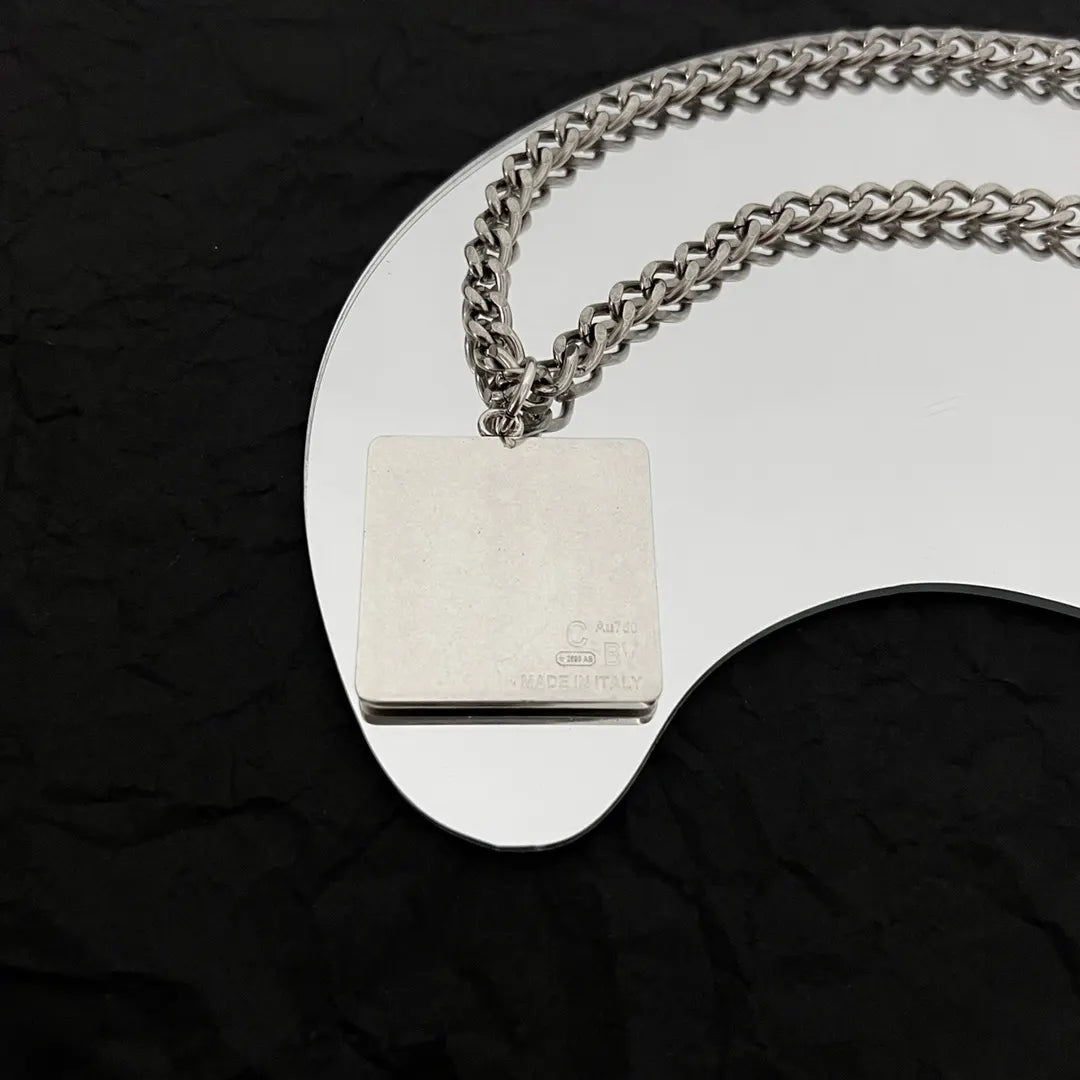 BV Silver Square Pendant Necklace chain - BV Silver Square Pendant