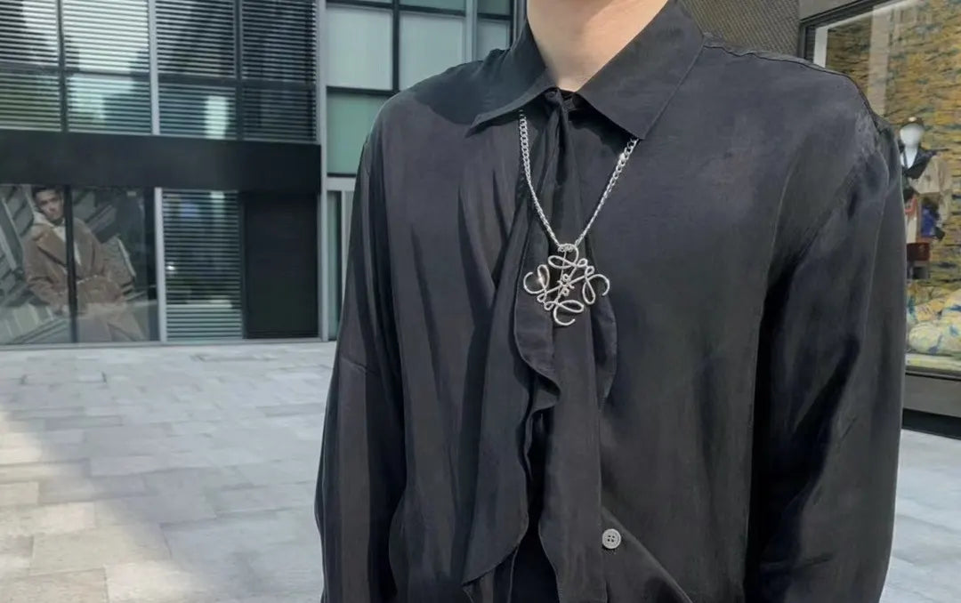 Loewe Silver Anagram Pendant Necklace - Designer Jewelry