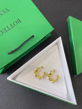 designer jewelry Bottega Veneta Gold Pearl Hoop Earrings - Bottega