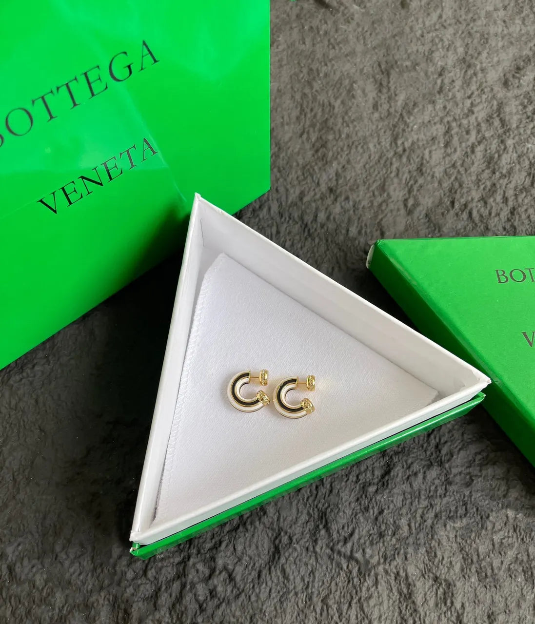 Bottega Veneta Enamel Earrings - Bottega Veneta Gold & Enamel Hoop