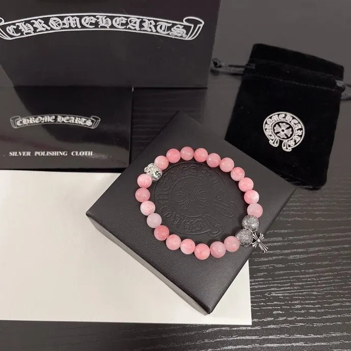 Chrome Hearts Pink Jade Bracelet - Premium Quality