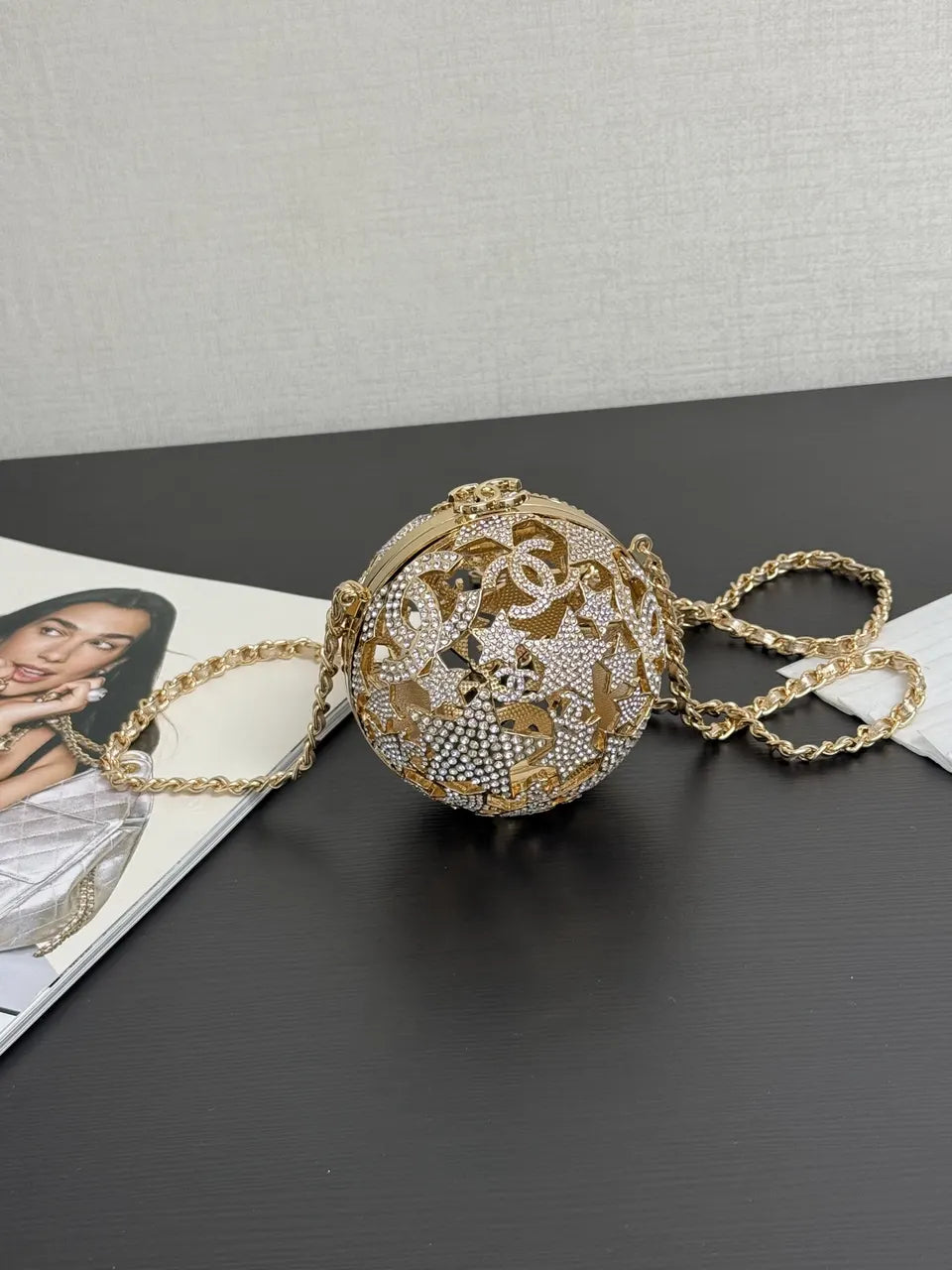 Chanel Gold Crystal Ball Minaudiere - Evening Clutch
