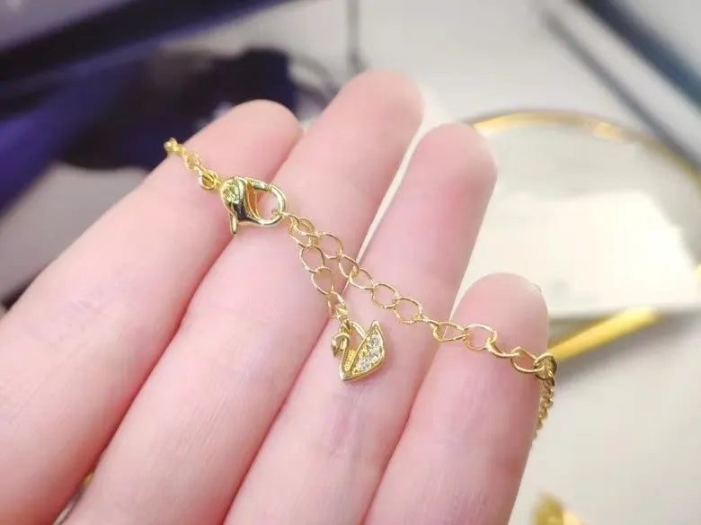 Swarovski Gold Swan Necklace - Swarovski Gold Swan Pendant Necklace
