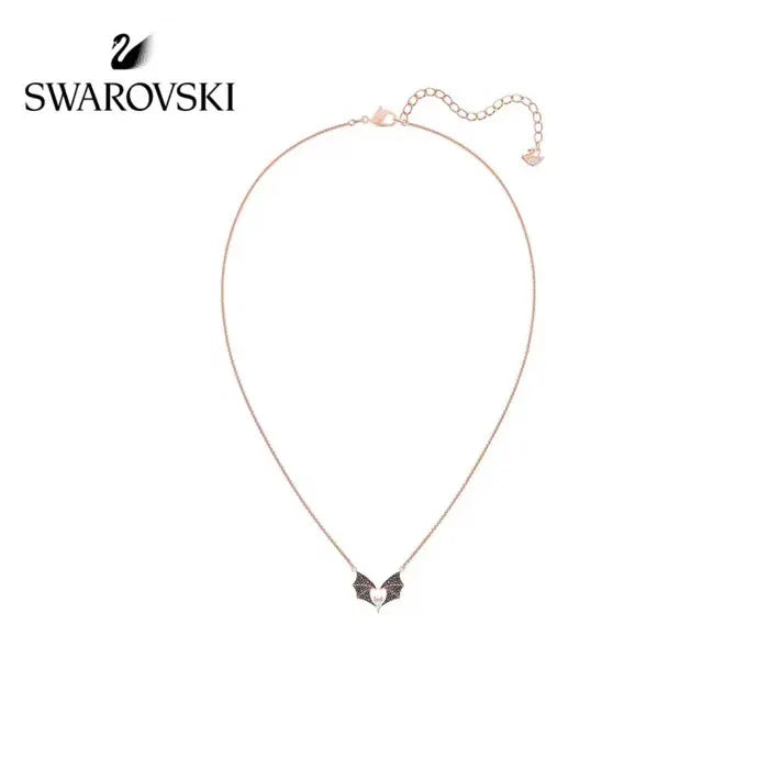Swarovski Rose Gold Bat Pendant Necklace - Crystal Accent
