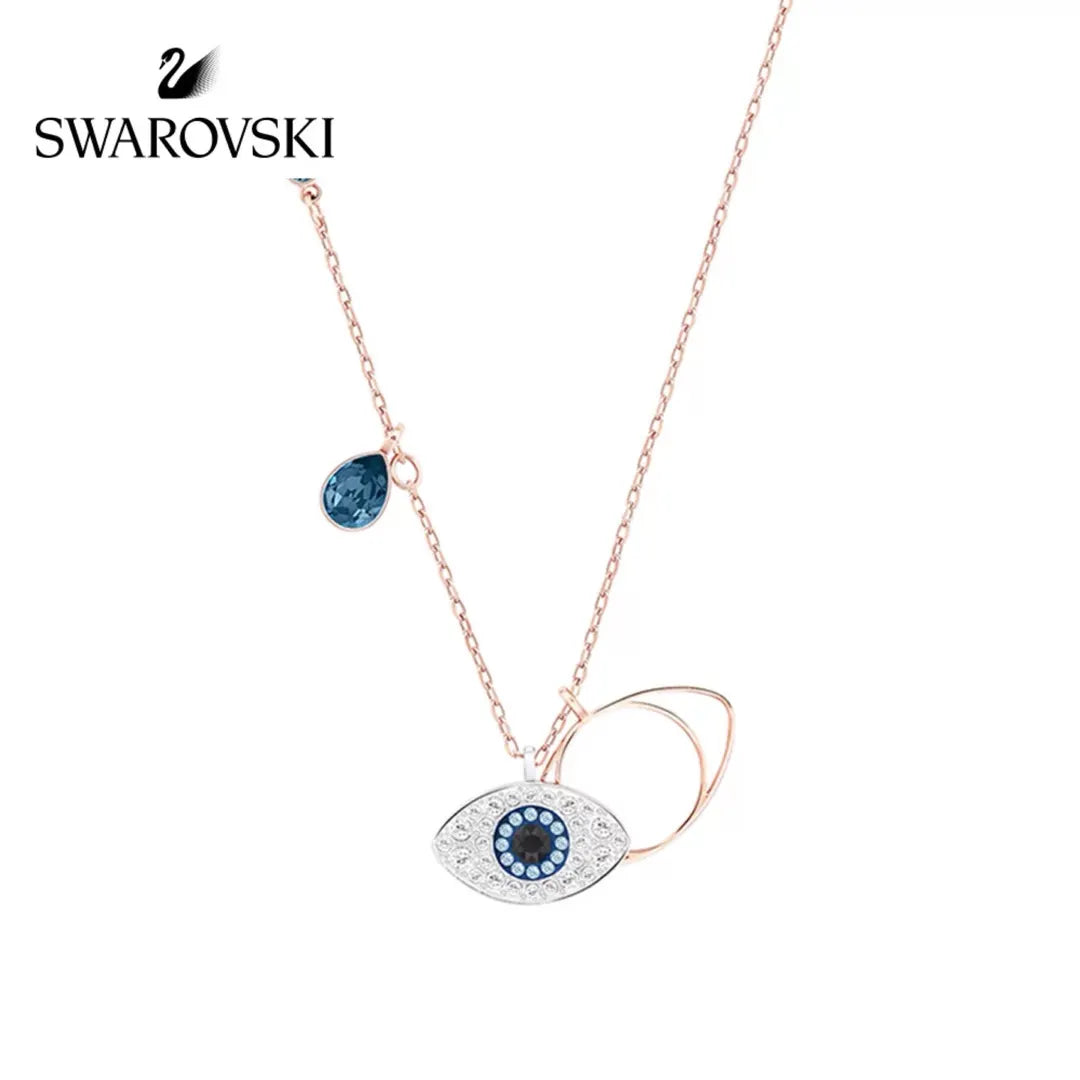 Swarovski Rose Gold Evil Eye Necklace - Crystal Accents