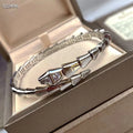 Serpent Sparkle: Premium Silver Snake Bracelet