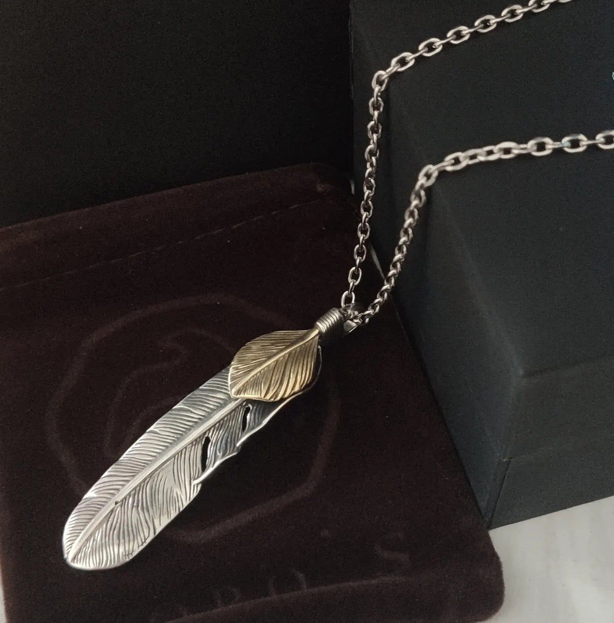 Taro Washimi Feather Pendant - Taro Washimi Silver & Gold Feather