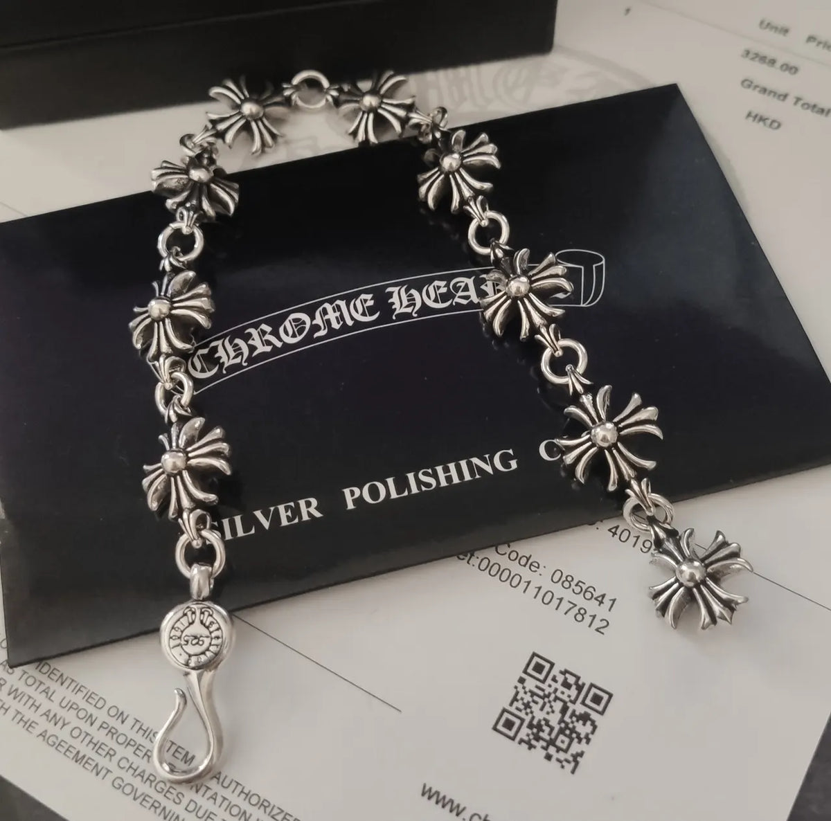 Chrome Hearts Style Silver Cross Bracelet - Premium Quality