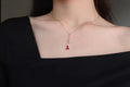 Rose Gold Red Gourd Necklace - Diamond Accent Pendant