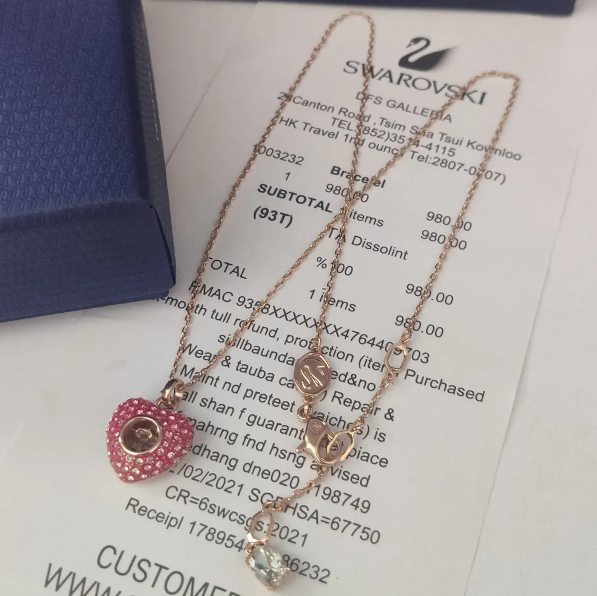 Swarovski Rose Gold Crystal Heart Pendant Necklace