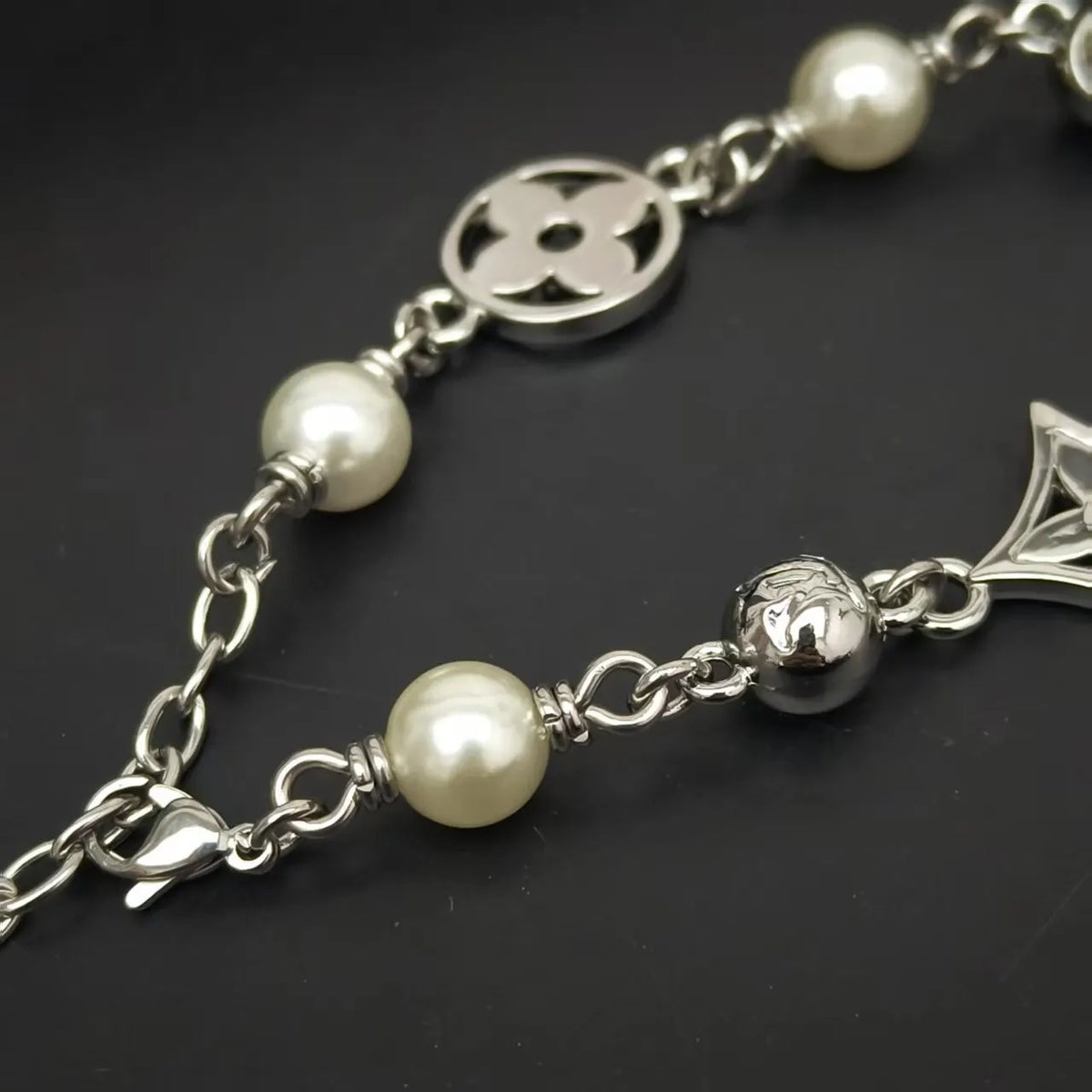Louis Vuitton Silver Pearl Charm Bracelet - Iconic Monogram