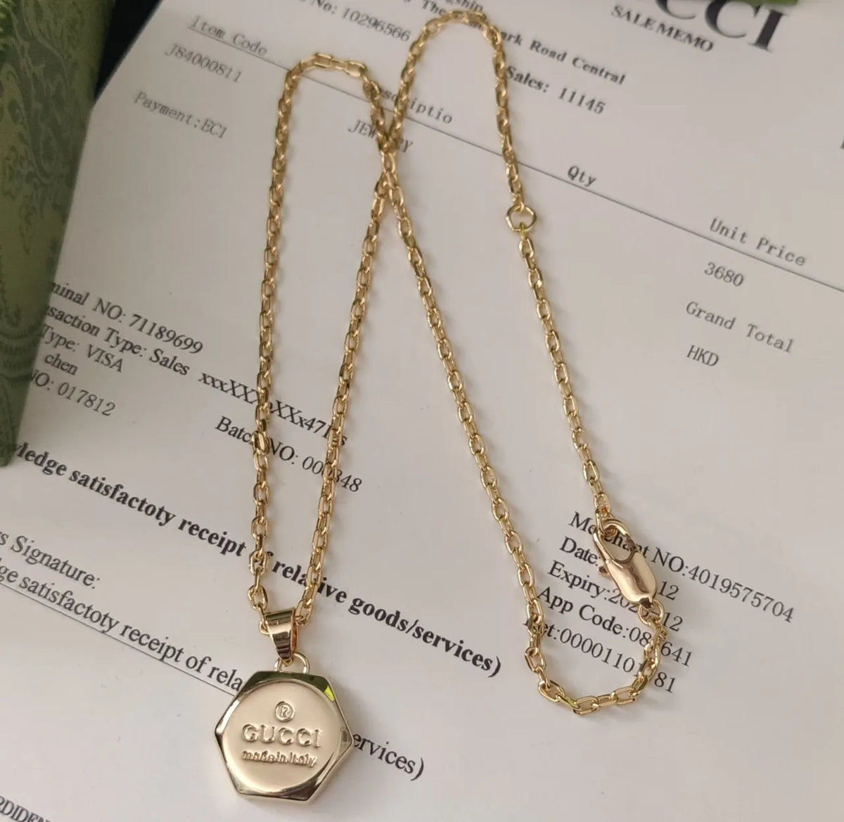 Gucci Gold Hexagon Pendant Necklace - Iconic Design