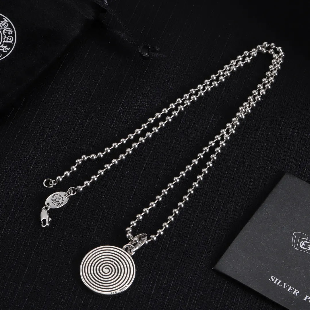 Chrome Hearts Silver Spiral Pendant Necklace - Unique Design
