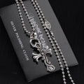 Chrome Hearts Silver Floral Cross Pendant - Beaded Chain