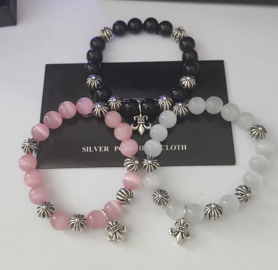 Premium Gemstone Bracelet with Fleur-de-lis Charm