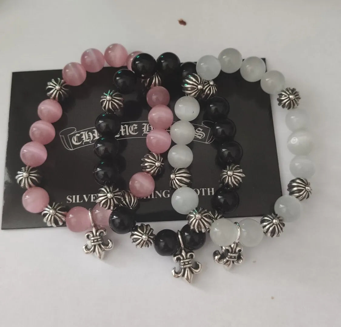 Premium Beaded Bracelet with Fleur-de-lis Charm