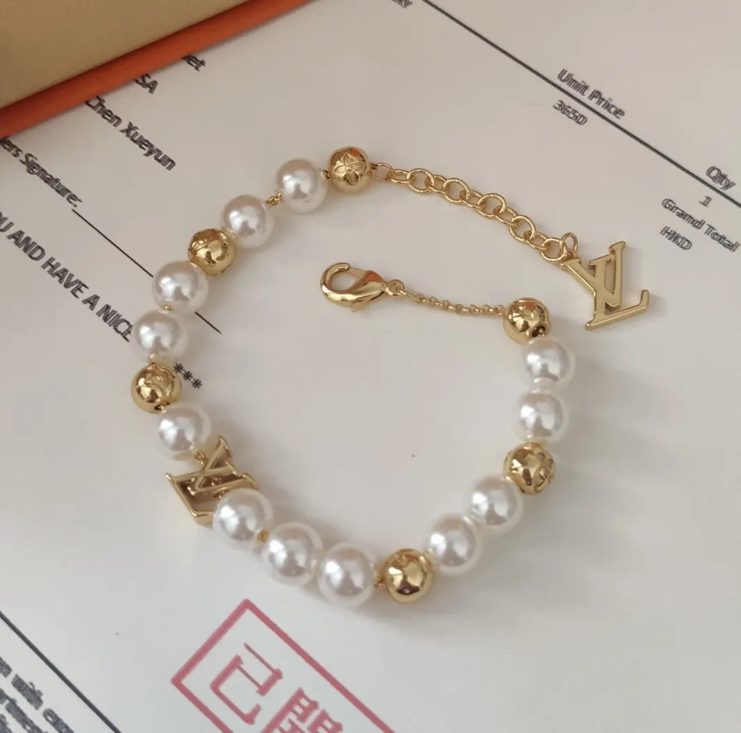 Pearl & Gold Charm Bracelet - Premium Quality