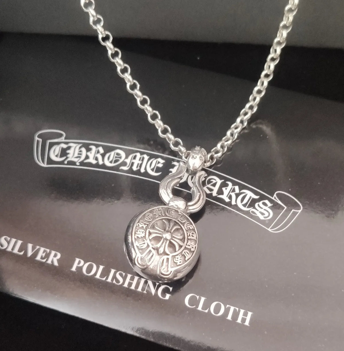Chrome Hearts Silver Round Charm Necklace - Classic Design