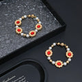 Red Bloom Premium Bracelet - Elegant Pearl & Gemstone Design