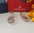 Swarovski Rose Gold Crystal Circle Earrings - Designer
