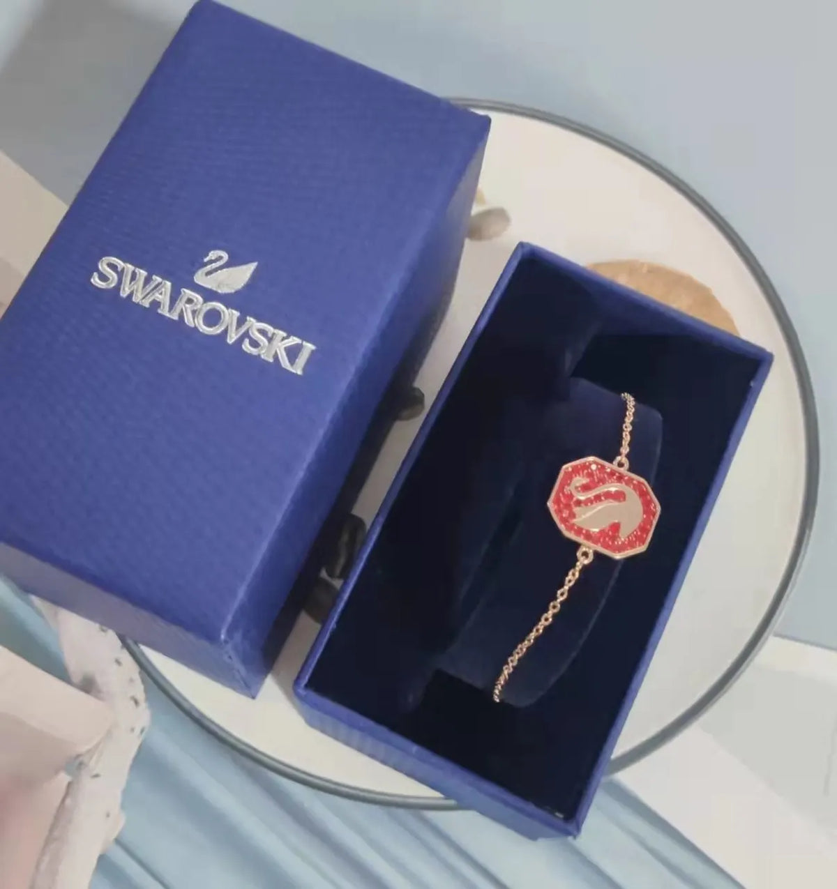Swarovski Swan Premium Bracelet - Red & Gold