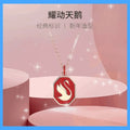 Swarovski Swan Red Crystal Pendant Necklace - Rose Gold Tone