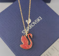 Swarovski Gold Red Swan Pendant - Crystal Necklace