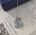 elegant Swarovski Silver Swan Blue Crystal Necklace - Swarovski Silver