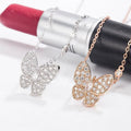 Sparkling Butterfly Pendant Necklace - Silver & Rose Gold
