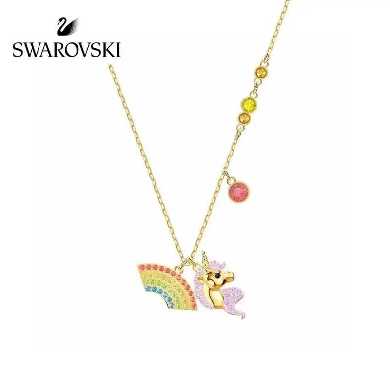 Swarovski Gold Unicorn Necklace - Swarovski Gold Unicorn Rainbow