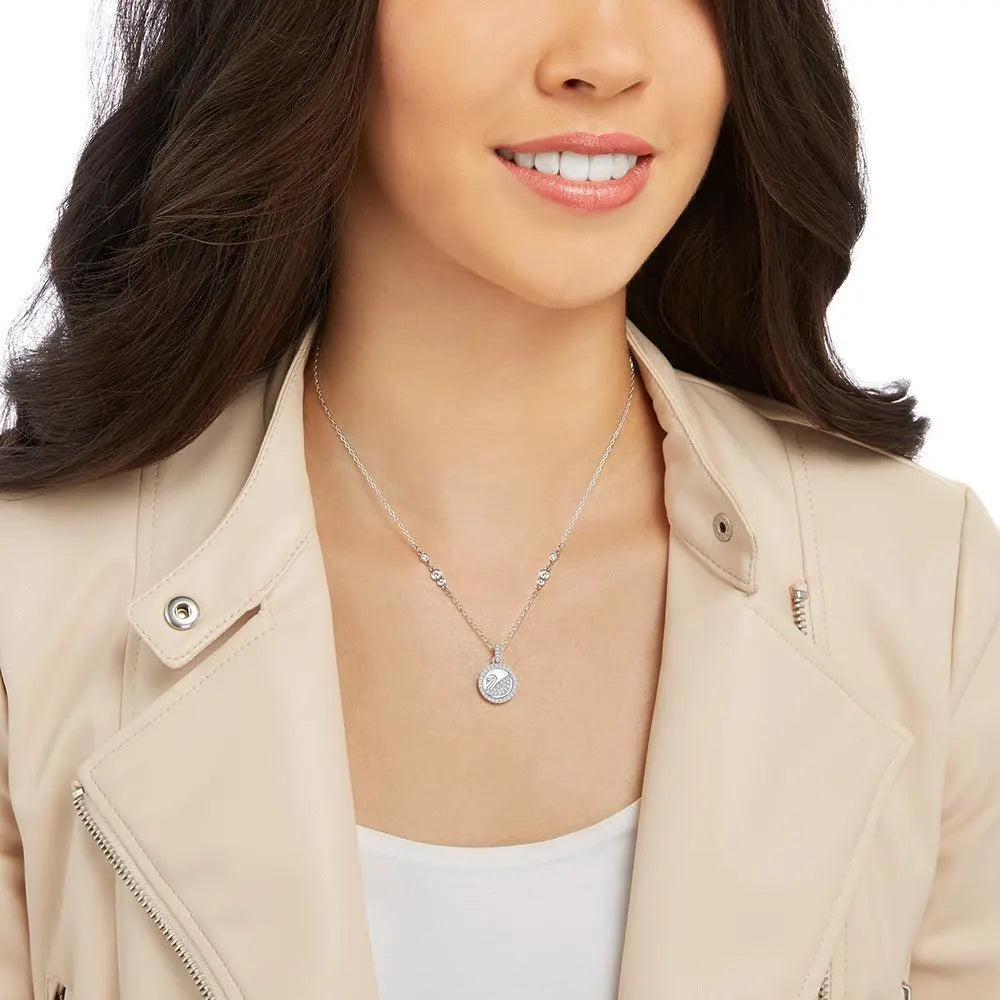 Swarovski Silver Swan Pendant Necklace - Crystal Accents
