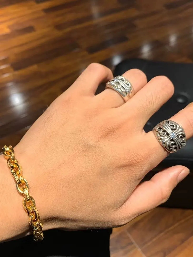 Chrome Hearts Gold Link Bracelet - Diamonds Accents