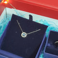 Swarovski Silver Blue Circle Necklace - Crystal Halo