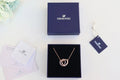 Swarovski Rose Gold Hearts Necklace - Swarovski Rose Gold Interlocking