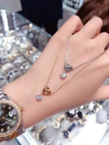 Swarovski Duo Heart Pendant Necklace - Rose Gold & Silver