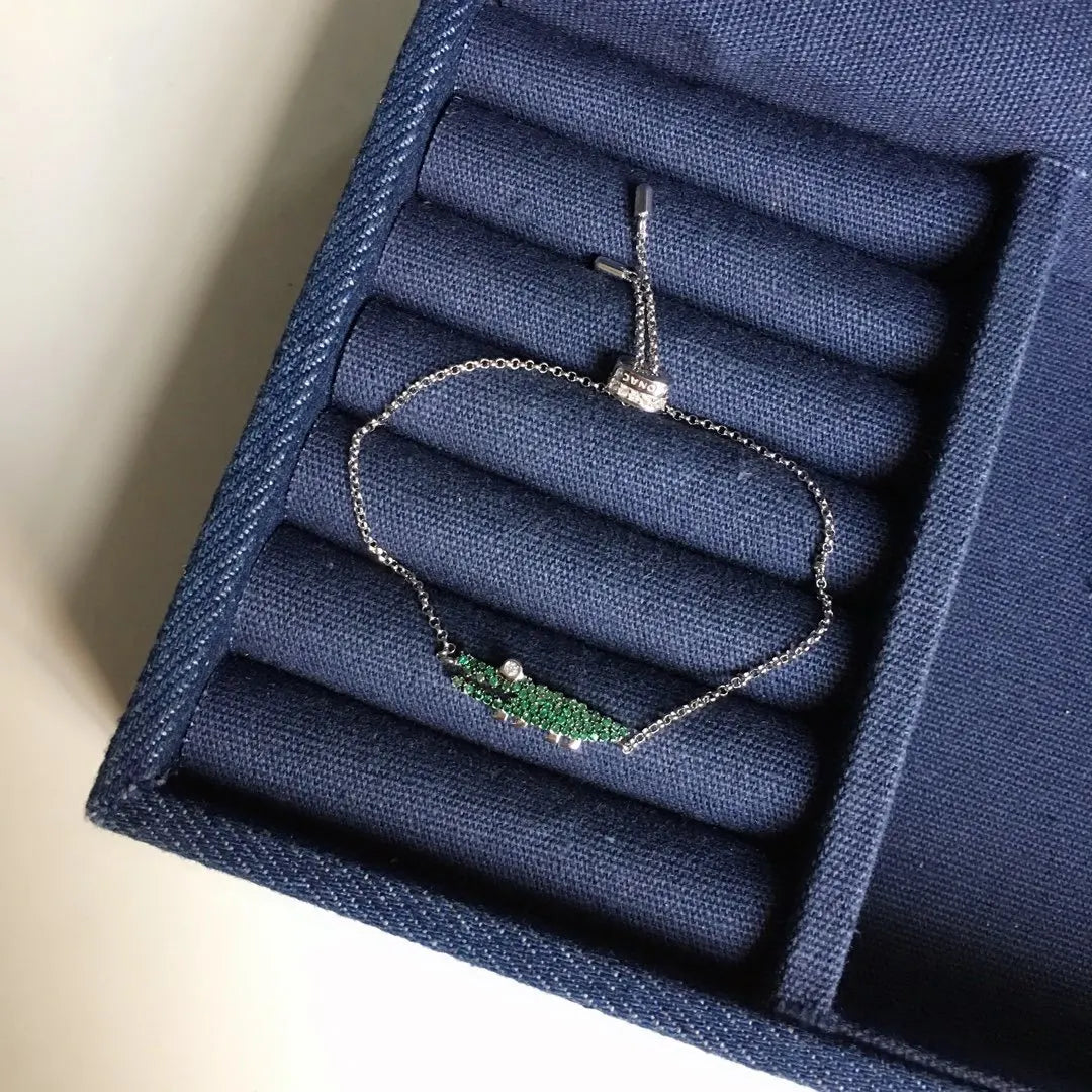 Emerald Alligator Bracelet - Premium Quality Sterling Silver