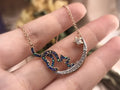 Swarovski Rose Gold Cat & Moon Necklace - Crystal Accent