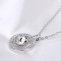 Swarovski Crystal Circle Pendant - Sparkling Silver Necklace